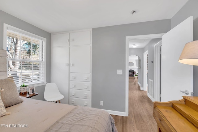 bedroom featuring light hardwood / wood-style floors