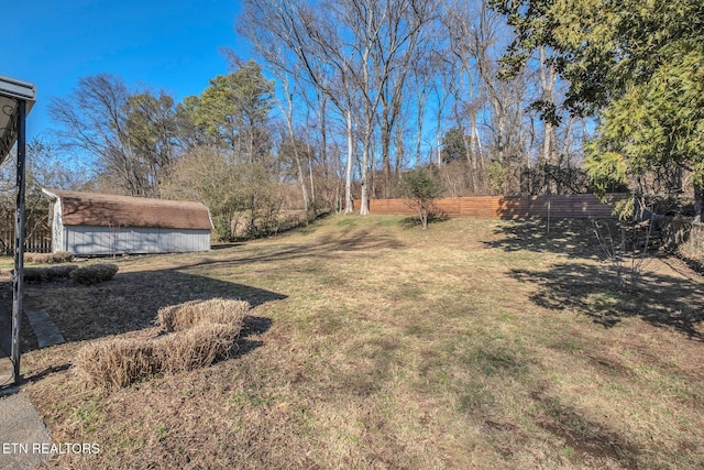 view of yard featuring a shed