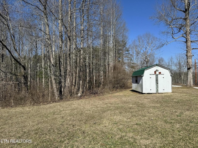 view of yard with a shed