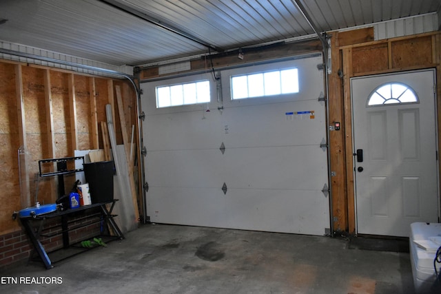 view of garage