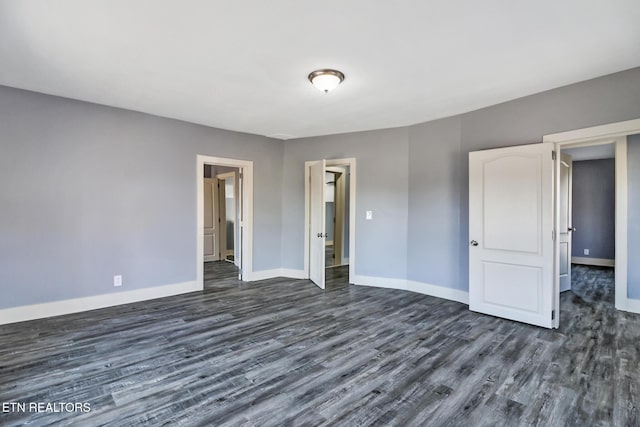 interior space with dark wood-type flooring