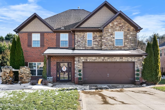 view of front of house with a garage