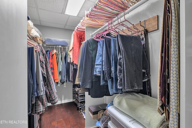 walk in closet featuring a paneled ceiling