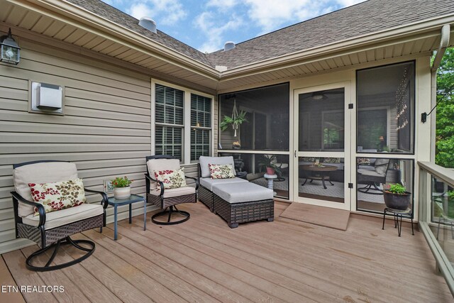56 Westridge Ct, Fairfield Glade, TN 38558 - wooden deck with a sunroom