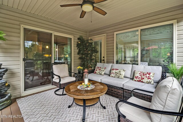 56 Westridge Ct, Fairfield Glade, TN 38558 - view of patio / terrace with a ceiling fan and an outdoor hangout area