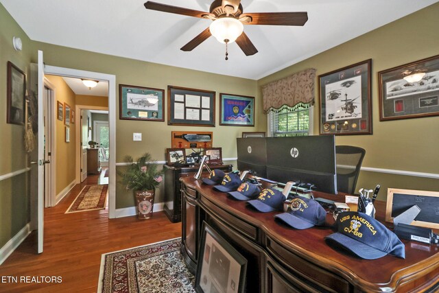 56 Westridge Ct, Fairfield Glade, TN 38558 - office space featuring wood finished floors, a ceiling fan, and baseboards