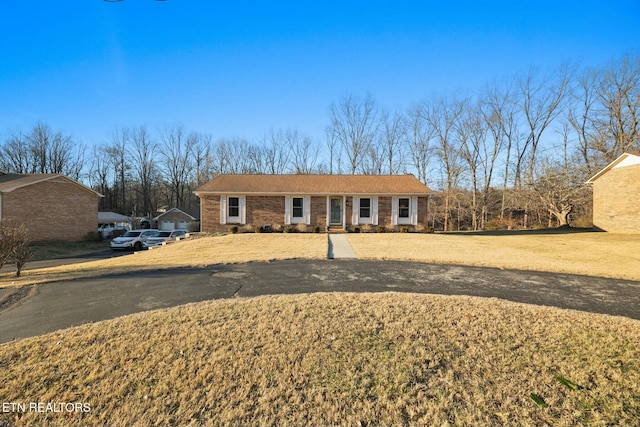 ranch-style house featuring a front lawn