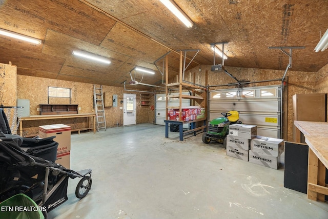 garage with a garage door opener