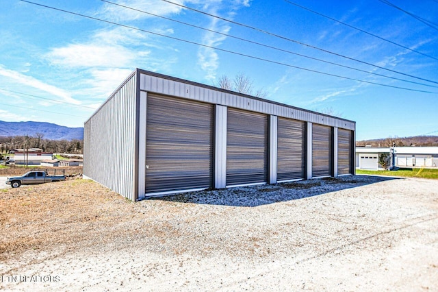 garage with a mountain view