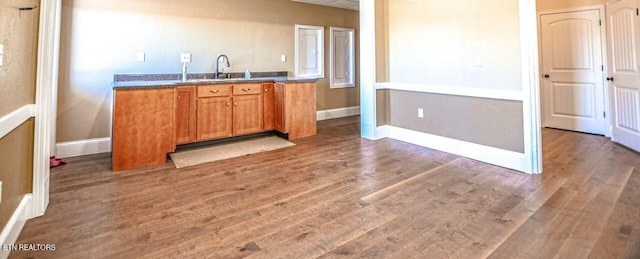 kitchen with dark wood-type flooring and sink