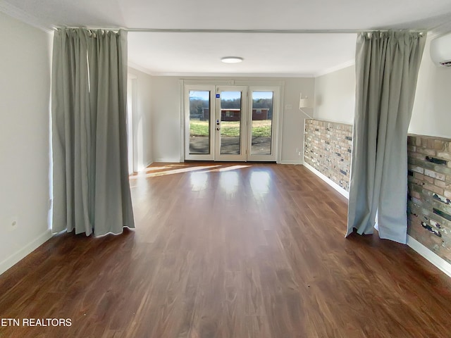 unfurnished room with crown molding and dark hardwood / wood-style floors