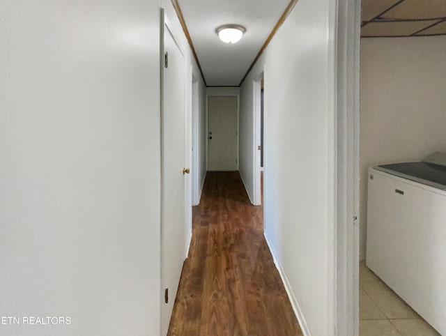 hallway featuring wood-type flooring