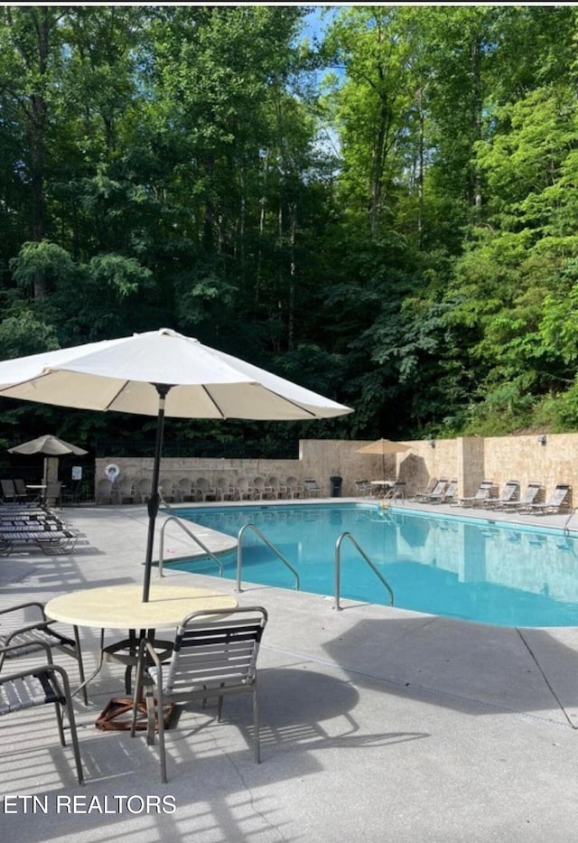 view of pool featuring a patio area