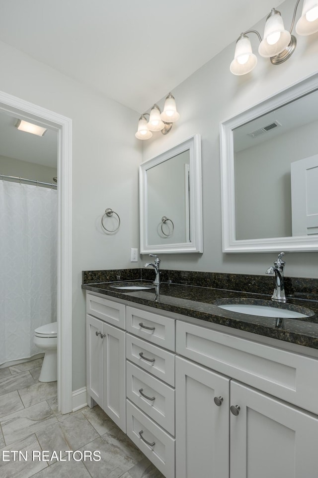 bathroom with toilet and vanity