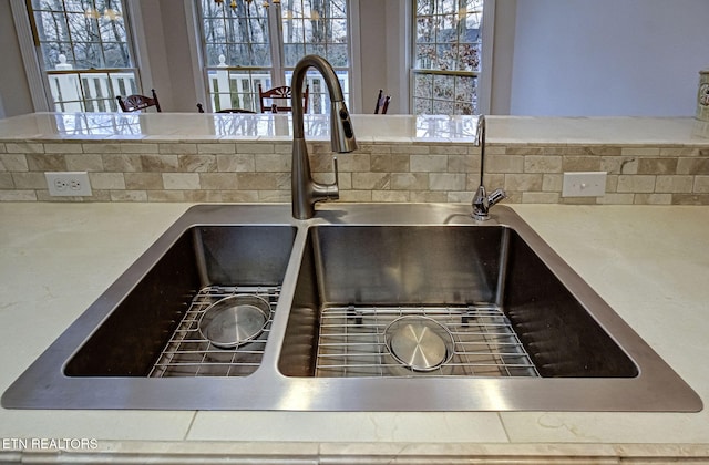 interior details with tasteful backsplash and sink