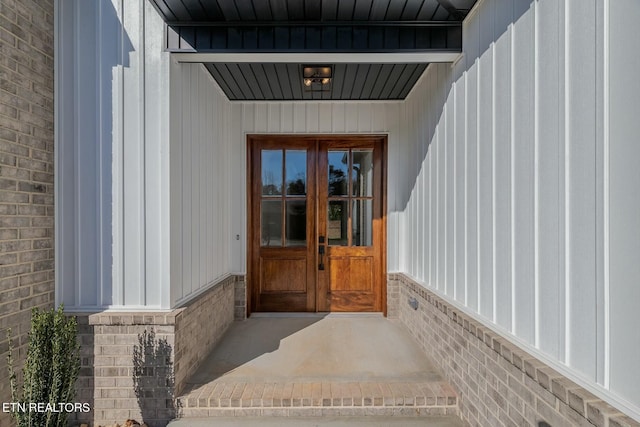 doorway to property featuring french doors