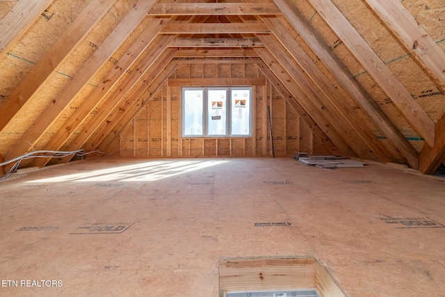 view of unfinished attic