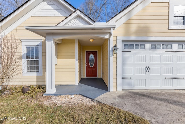 entrance to property with a garage