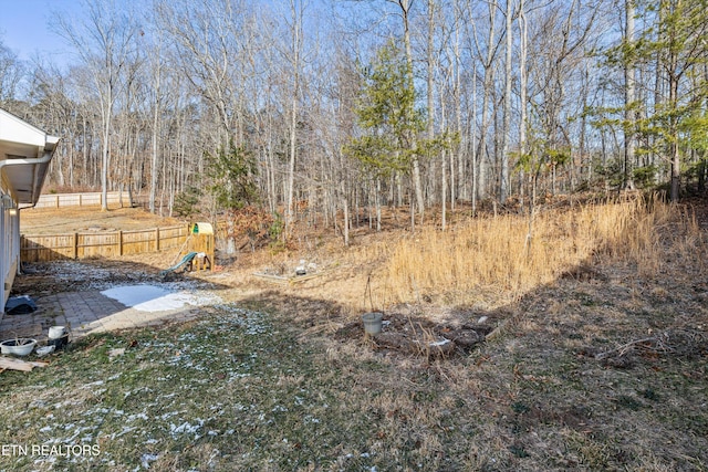 view of yard with a playground