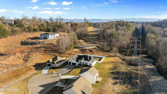 bird's eye view featuring a mountain view