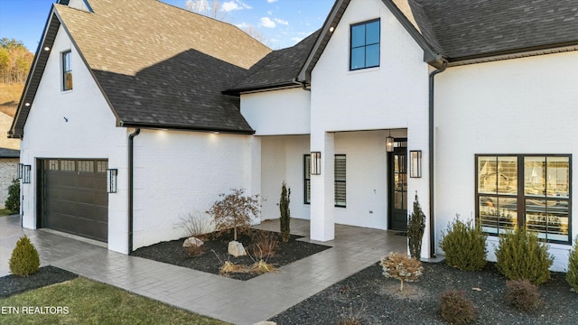 exterior space featuring a garage