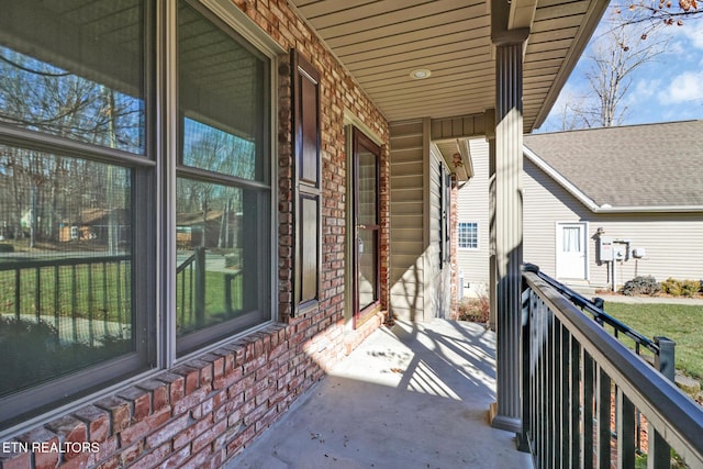 balcony featuring a porch