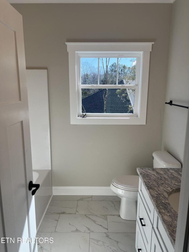 bathroom with toilet and vanity