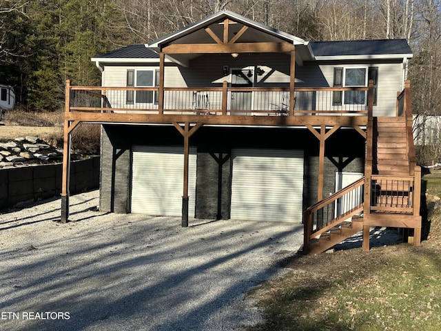 view of front facade featuring a wooden deck