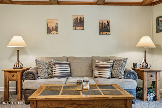 221 Woodland Rd Unit 210, Gatlinburg, TN 37738 - carpeted living area featuring beam ceiling