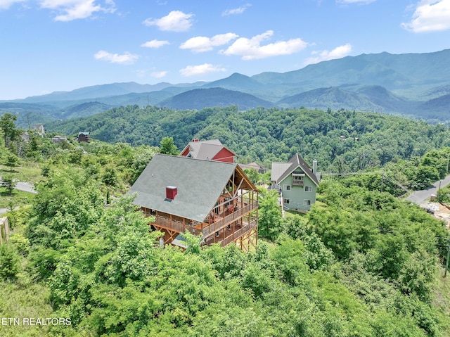 aerial view featuring a mountain view