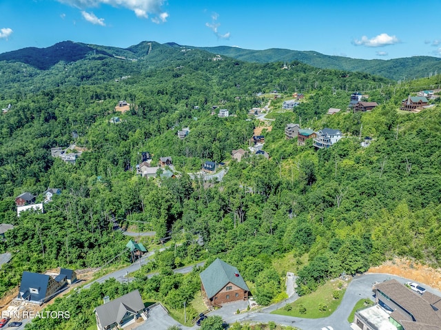 birds eye view of property with a mountain view