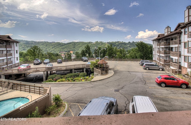 exterior space featuring a mountain view