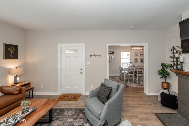 living room featuring light hardwood / wood-style flooring