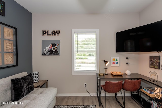 home office featuring light hardwood / wood-style floors