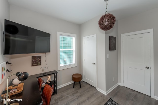 interior space with hardwood / wood-style floors