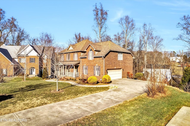 view of front facade featuring a garage and a front yard