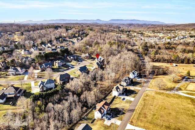 birds eye view of property with a mountain view