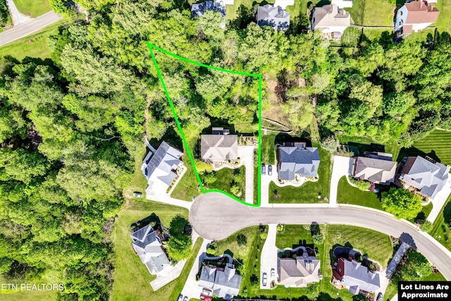 aerial view with a residential view