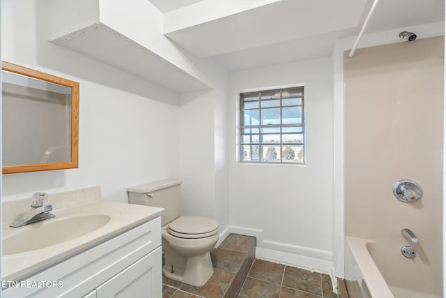 full bathroom with vanity, shower / washtub combination, and toilet