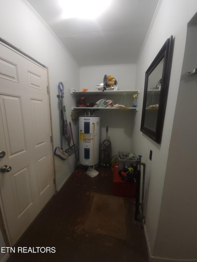 utility room featuring water heater