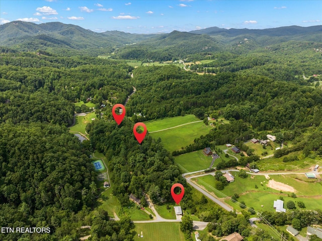 aerial view featuring a mountain view