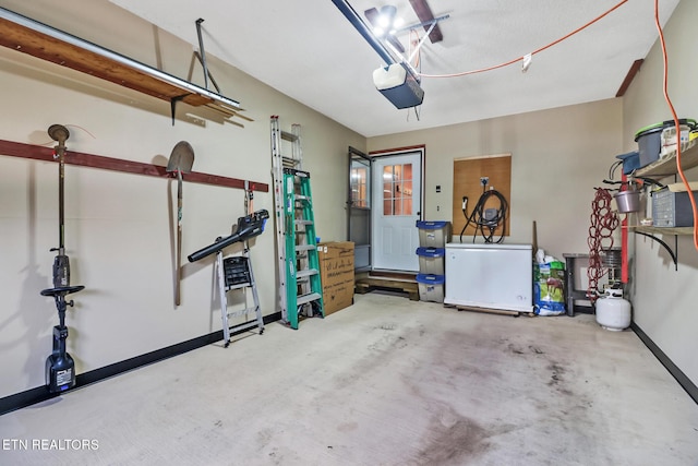 garage with a garage door opener