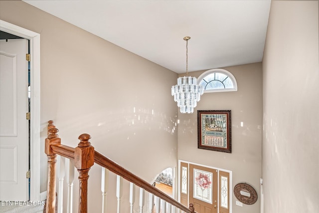 interior space with a notable chandelier