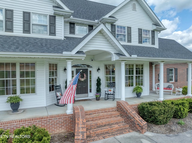 view of front of property with covered porch