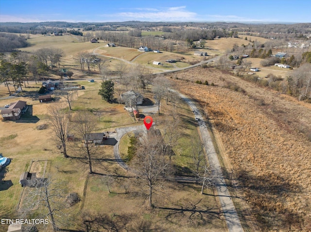 bird's eye view featuring a rural view