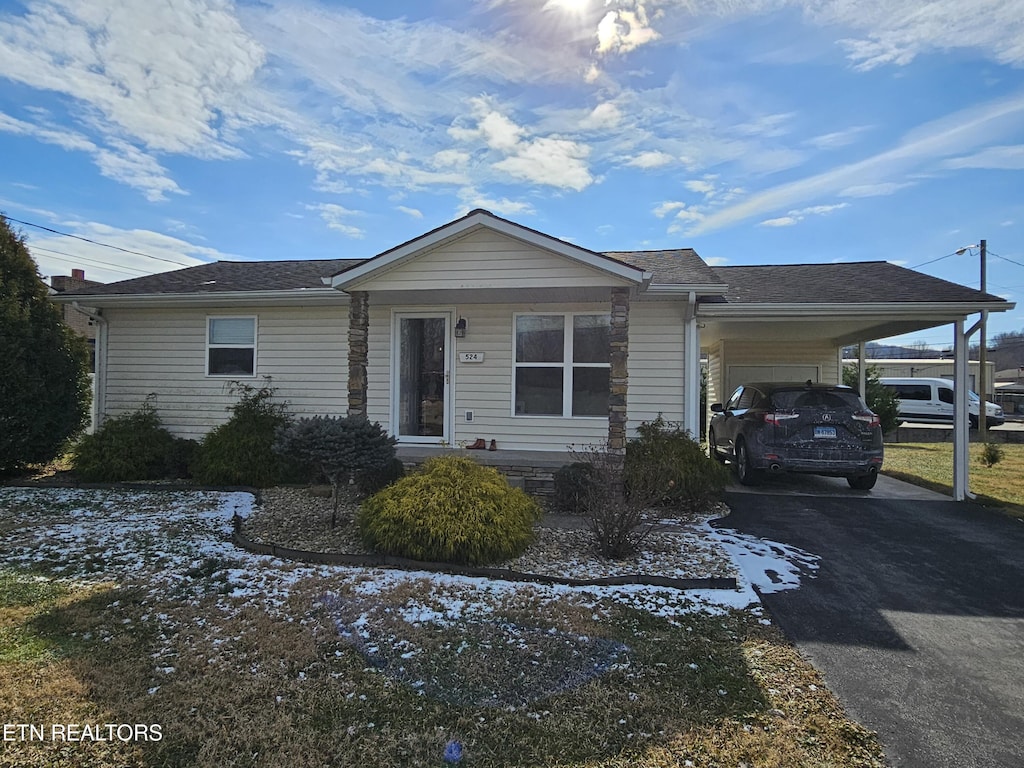 ranch-style home with a carport