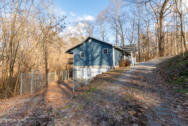 view of home's exterior featuring a garage