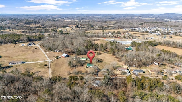 birds eye view of property featuring a mountain view