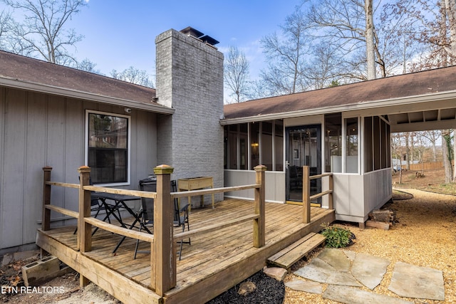 deck featuring a sunroom