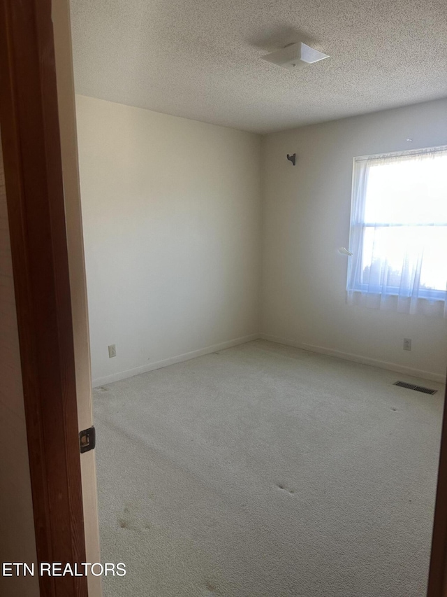 empty room featuring carpet and a textured ceiling